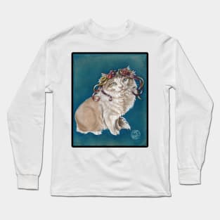 Kitty in Flower Crown - Black Outlined Version Long Sleeve T-Shirt